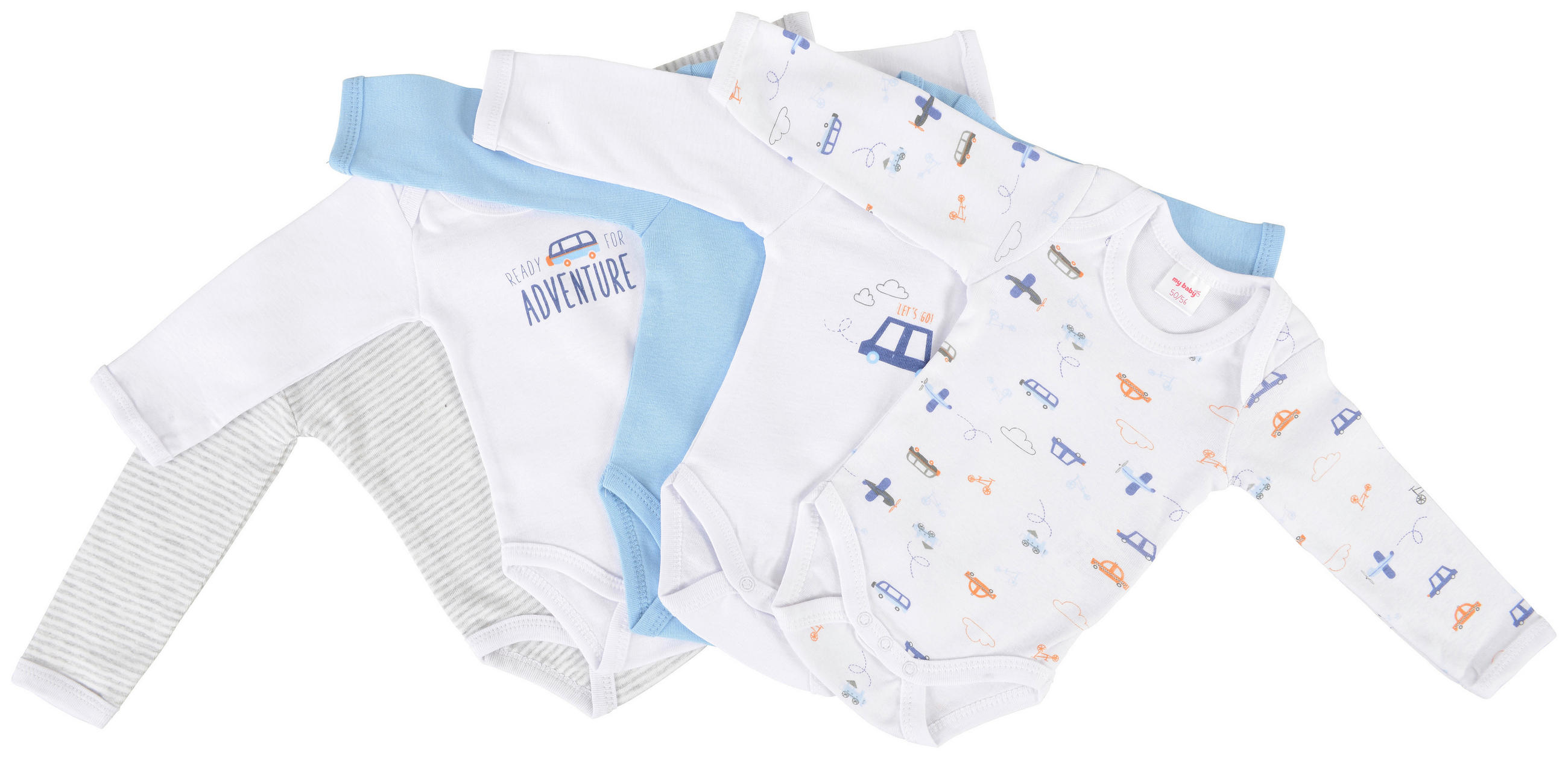 BABYBODY-SET  - Blau/Orange, Basics, Textil (74/80null) - My Baby Lou