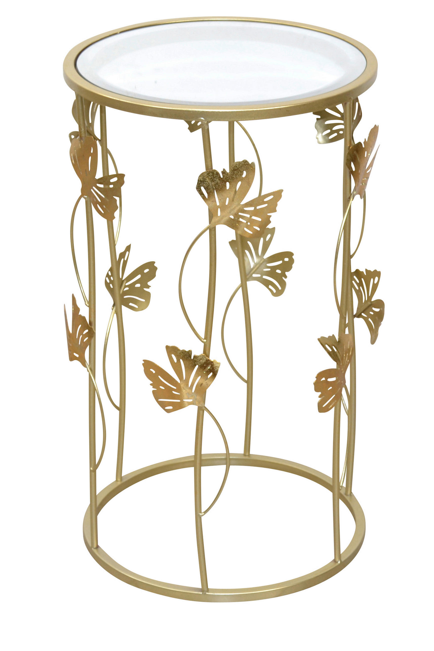 BEISTELLTISCH 34/34/60 cm Goldfarben rund  - Goldfarben, Design, Glas/Metall (34/34/60cm) - MID.YOU