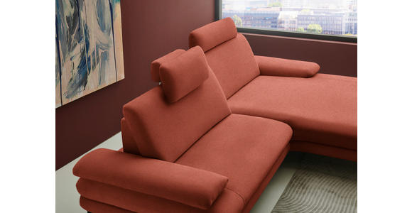 ECKSOFA  in Chenille, Flachgewebe Terracotta  284/180 cm  - Terracotta/Schwarz, Design, Textil/Metall (284/180cm) - Dieter Knoll