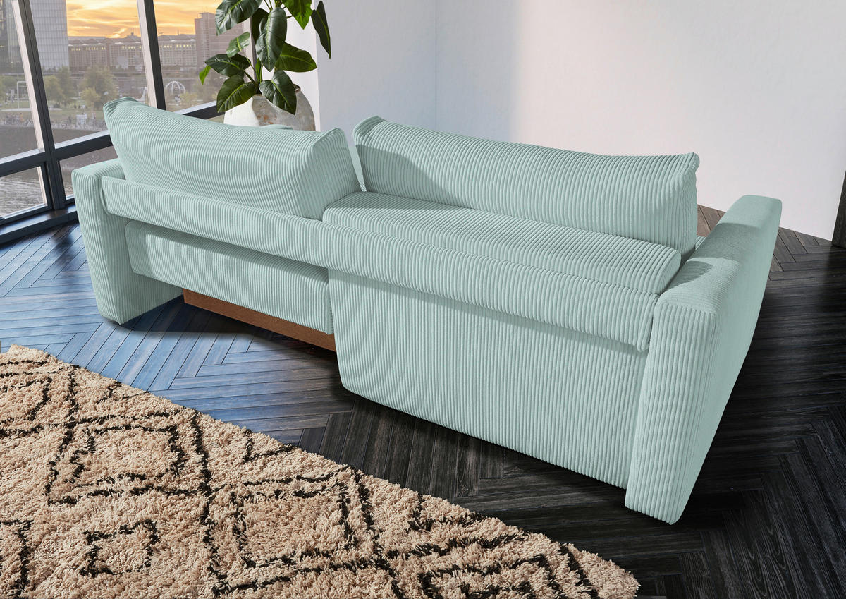 2,5-SITZER in Cord Hellblau  - Schwarz/Hellblau, Design, Kunststoff/Textil (240/70/125cm) - Xora