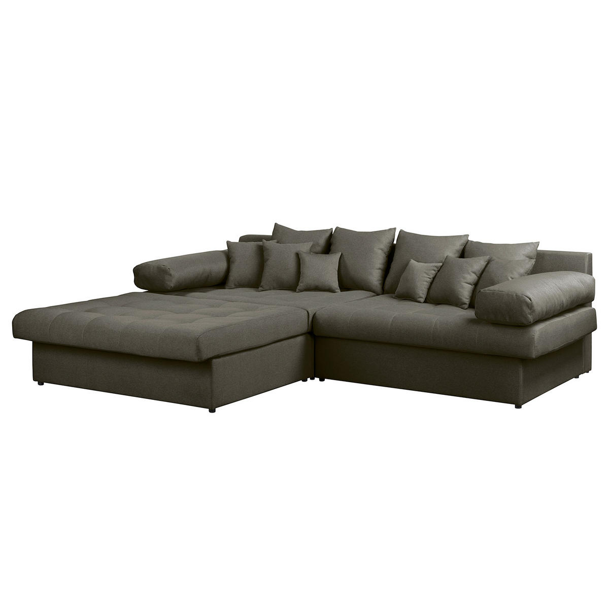 ECKSOFA Naomi Dunkelgrau Mikrofaser Rückenkissen  - Dunkelgrau/Schwarz, Design, Kunststoff/Textil (243/284cm) - P & B