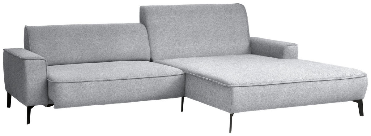 ECKSOFA in Flachgewebe Grau  285/190 cm  - Schwarz/Grau, Design, Textil/Metall (285/190cm) - Johann Jakob