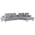 ECKSOFA Grau Flachgewebe  - Schwarz/Grau, KONVENTIONELL, Textil/Metall (310/240cm) - Carryhome