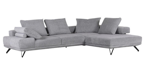 ECKSOFA Grau Flachgewebe  - Schwarz/Grau, KONVENTIONELL, Textil/Metall (310/240cm) - Carryhome