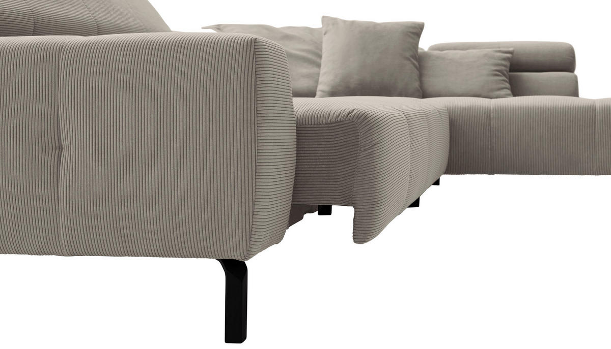 ECKSOFA in Feincord Sandfarben  - Sandfarben/Schwarz, Konventionell, Textil/Metall (311/219cm) - Hom`in