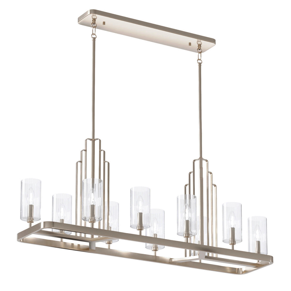 KRONLEUCHTER 113.7/55.8/32.5 cm    - Nickelfarben, Konventionell, Glas/Metall (113.7/55.8/32.5cm) - Elstead Lighting