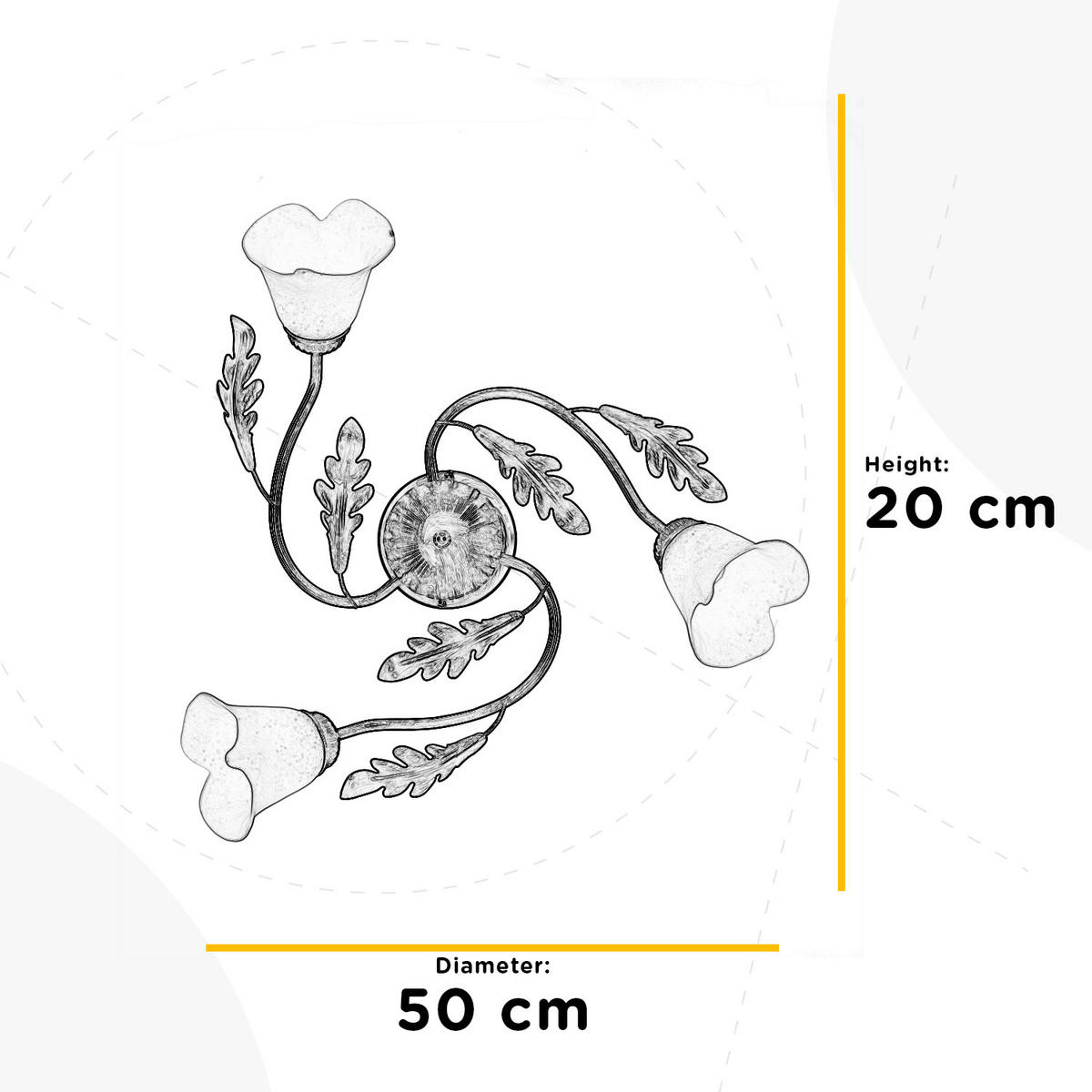 DECKENLEUCHTE 50/50/20 cm   - Bronzefarben/Olivgrün, ROMANTIK / LANDHAUS, Glas/Metall (50/50/20cm)