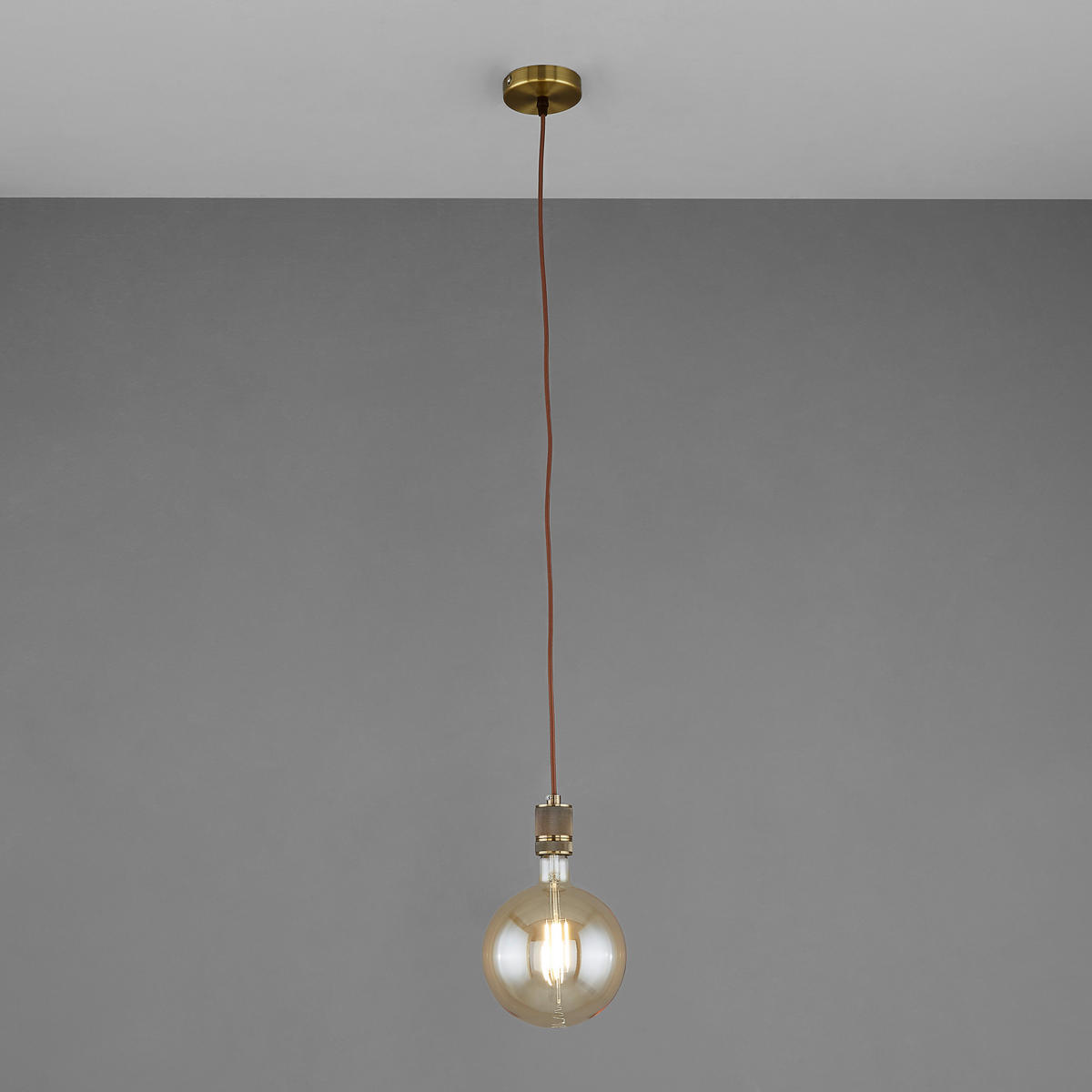 HÄNGELEUCHTE 10/150 cm   - Messingfarben, Basics, Textil/Metall (10/150cm) - Globo