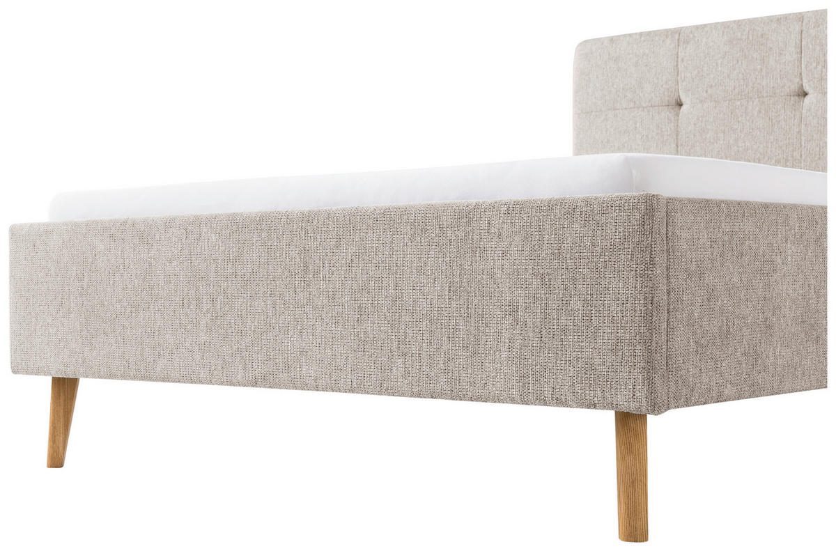 POLSTERBETT 140/200 cm  in Taupe  - Taupe/Eichefarben, Basics, Holz/Textil (140/200cm) - Xora