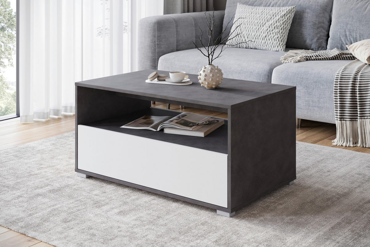 COUCHTISCH in Holzwerkstoff  - Weiss/Anthrazit, Trend, Holzwerkstoff/Kunststoff (90/45/55cm) - Livetastic