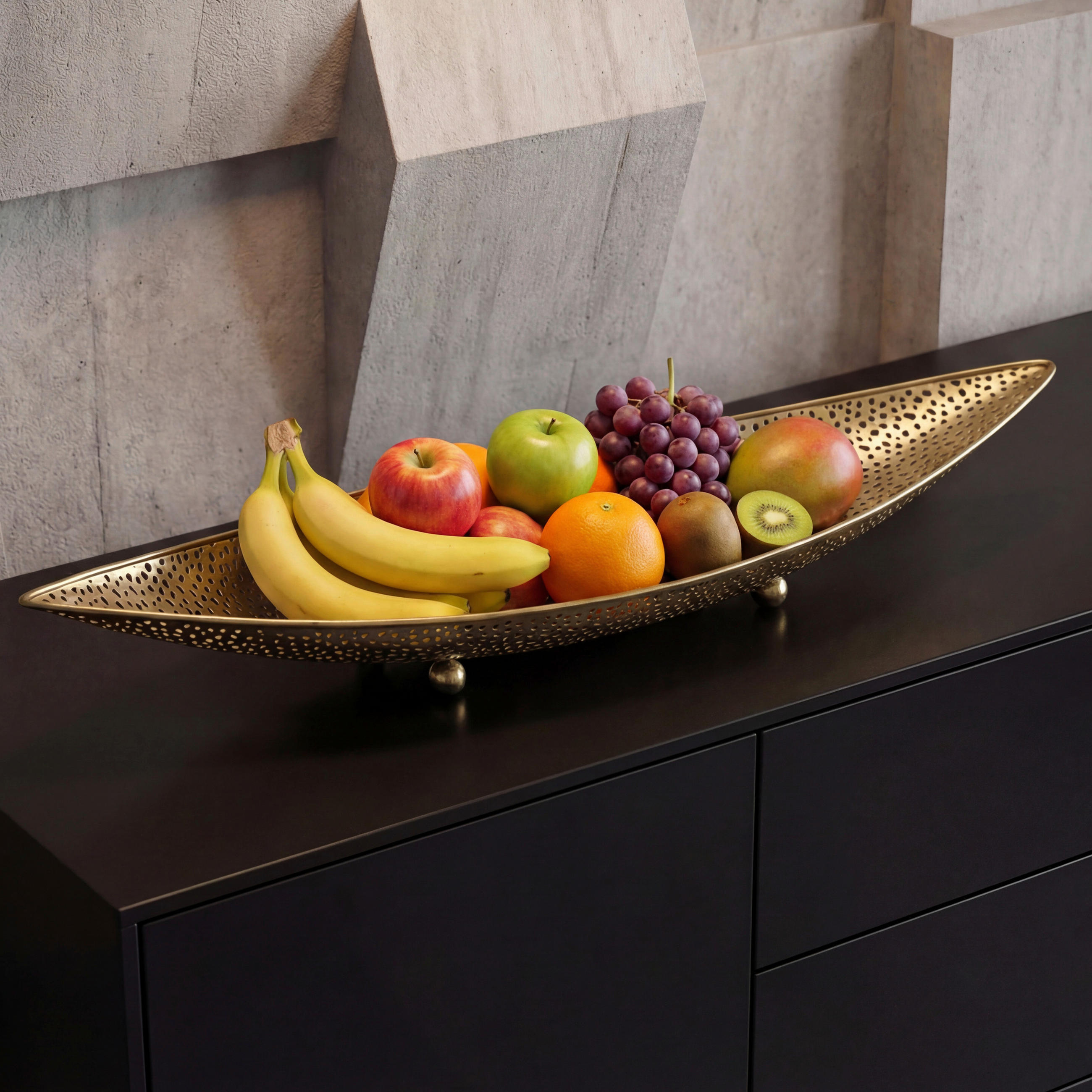 Livetastic Obstschale Gold 60x9x16 cm