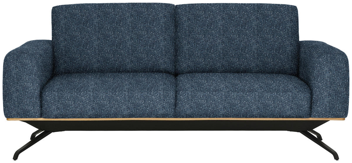 3-SITZER-SOFA in Struktur Blau  - Blau/Schwarz, Design, Holz/Textil (196/85-104/95cm) - Novel