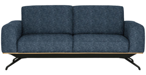 3-SITZER-SOFA  in Struktur Blau  - Blau/Schwarz, Design, Holz/Textil (196/85-104/95cm) - Novel