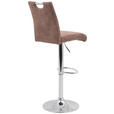 BARHOCKER Mikrofaser Beige Sitzfläche 360° drehbar, mit Griff  - Chromfarben/Beige, KONVENTIONELL, Textil/Metall (38/97-119/50cm) - Carryhome