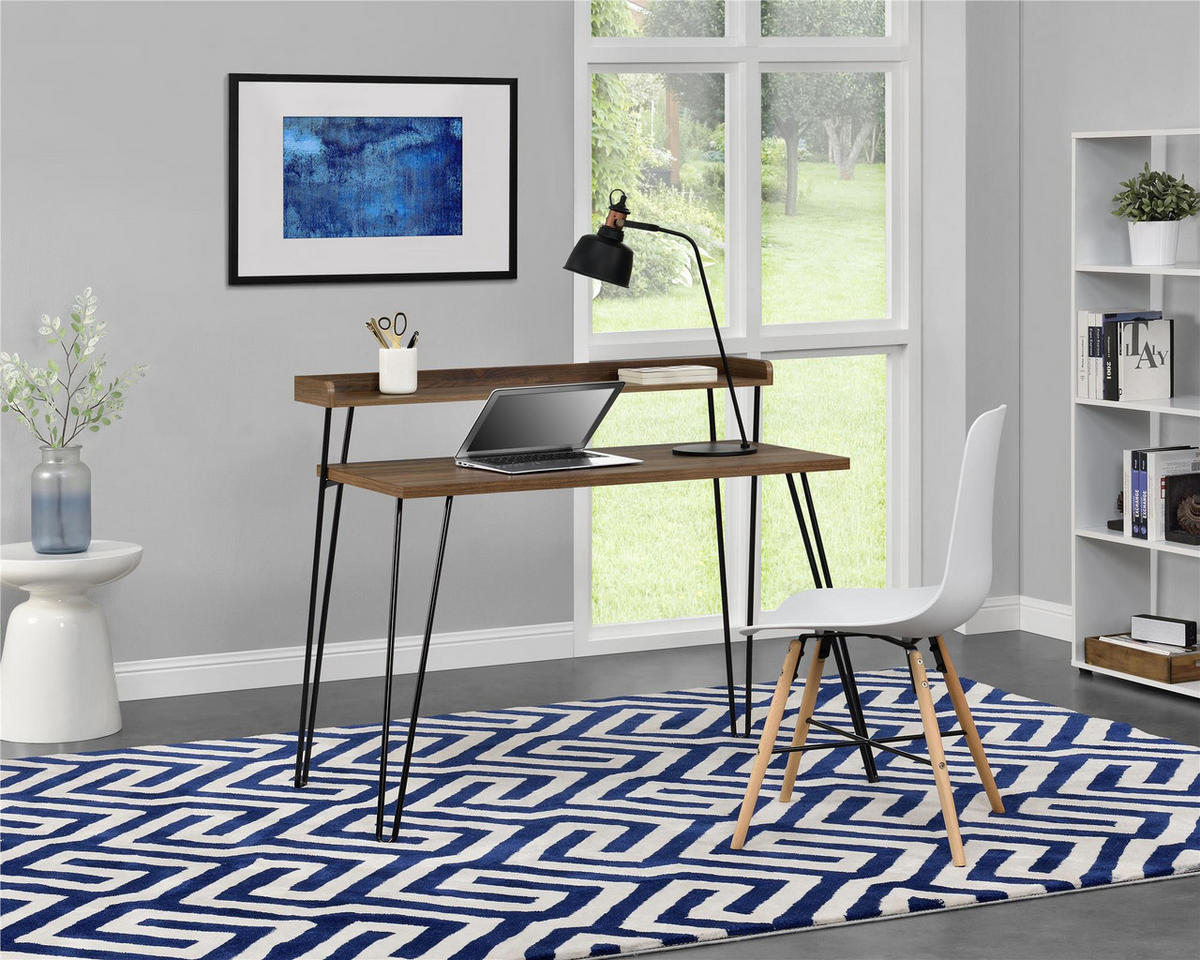 SCHREIBTISCH 112/60/89 cm  in Walnussfarben  - Walnussfarben/Schwarz, Design, Papier/Holzwerkstoff (112/60/89cm) - MID.YOU