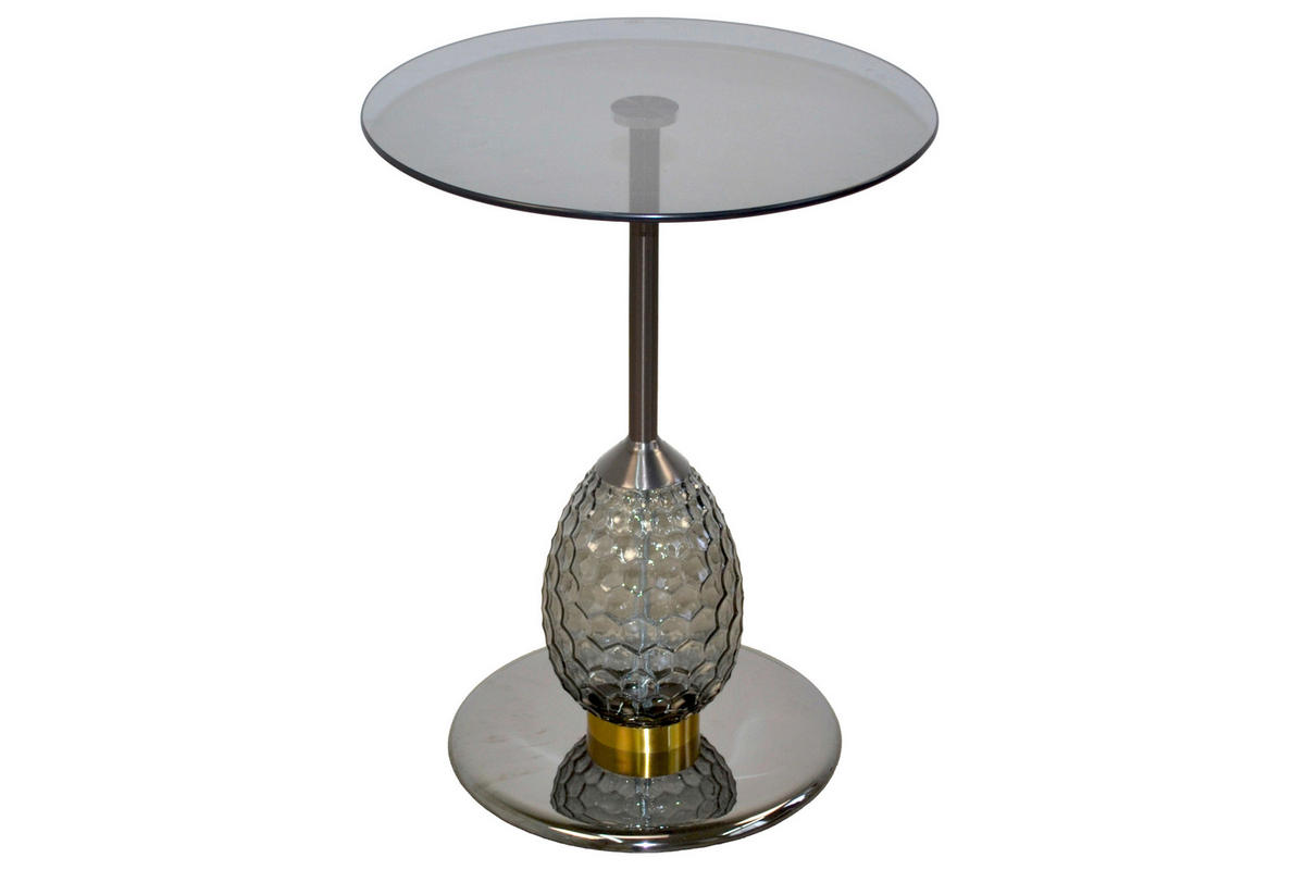 BEISTELLTISCH 45/45/60 cm Schwarz, Chromfarben rund  - Chromfarben/Titanfarben, Design, Glas/Metall (45/45/60cm) - MID.YOU