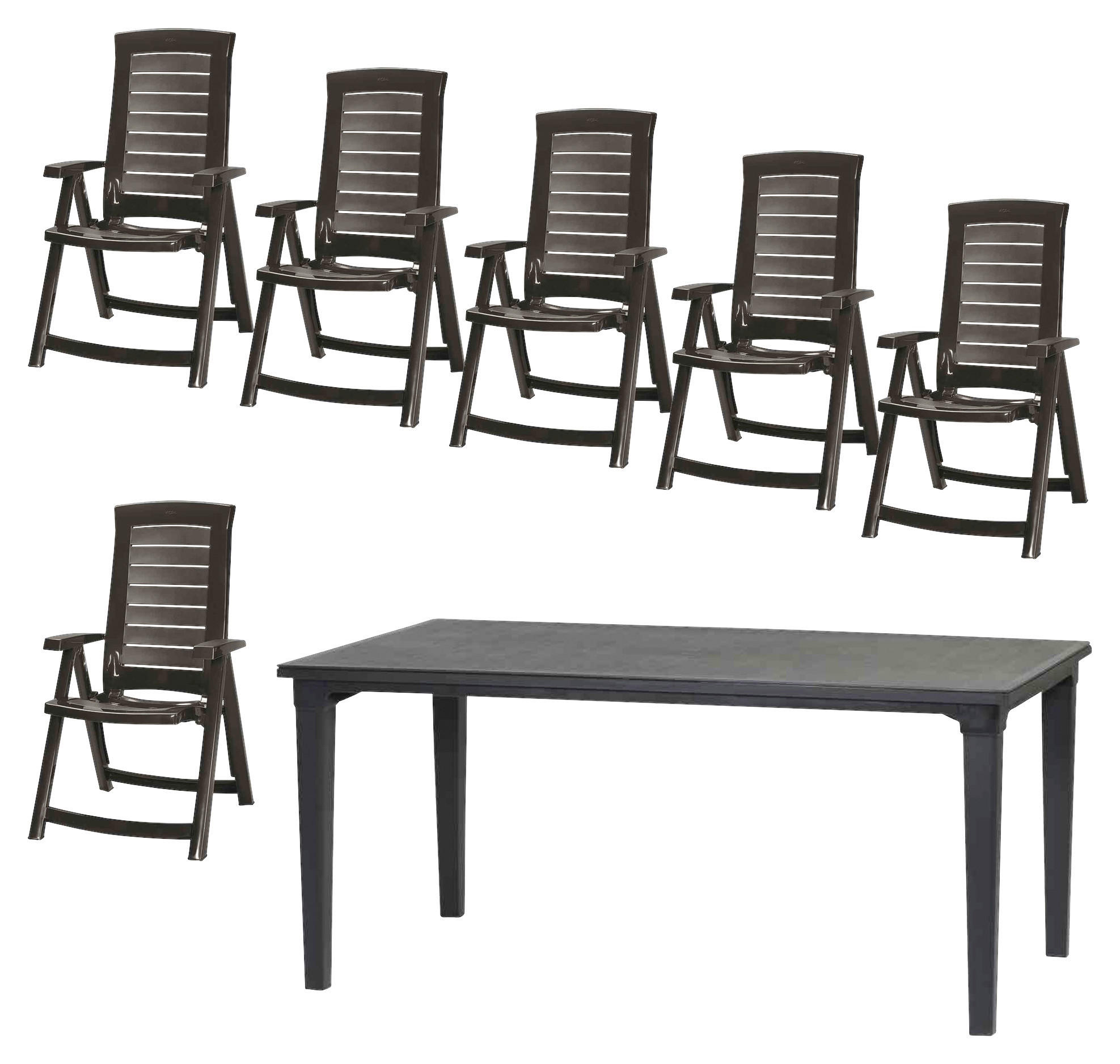 GARTENSET 7-teilig 7-teilig  - Graphitfarben, KONVENTIONELL, Kunststoff - Siena Garden