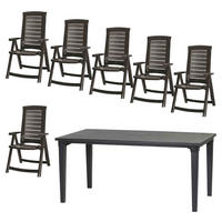 GARTENSET 7-teilig 7-teilig  - Graphitfarben, KONVENTIONELL, Kunststoff - Siena Garden