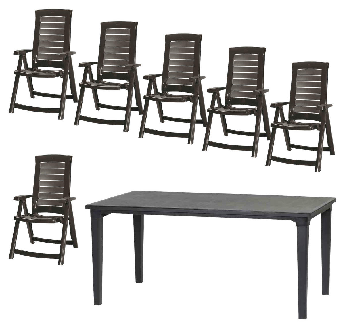 GARTENSET 7-teilig 7-teilig  - Graphitfarben, KONVENTIONELL, Kunststoff - Siena Garden