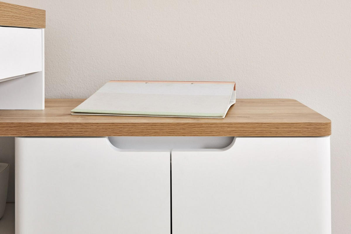 ECKSCHREIBTISCH 140/118/76 cm  in Weiß, Eichefarben  - Eichefarben/Weiß, KONVENTIONELL, Holzwerkstoff (140/118/76cm)