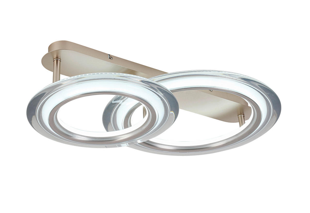 LED-DECKENLEUCHTE 42 W    66/45/16 cm  - Chromfarben/Champagner, Design, Kunststoff/Metall (66/45/16cm) - Dieter Knoll