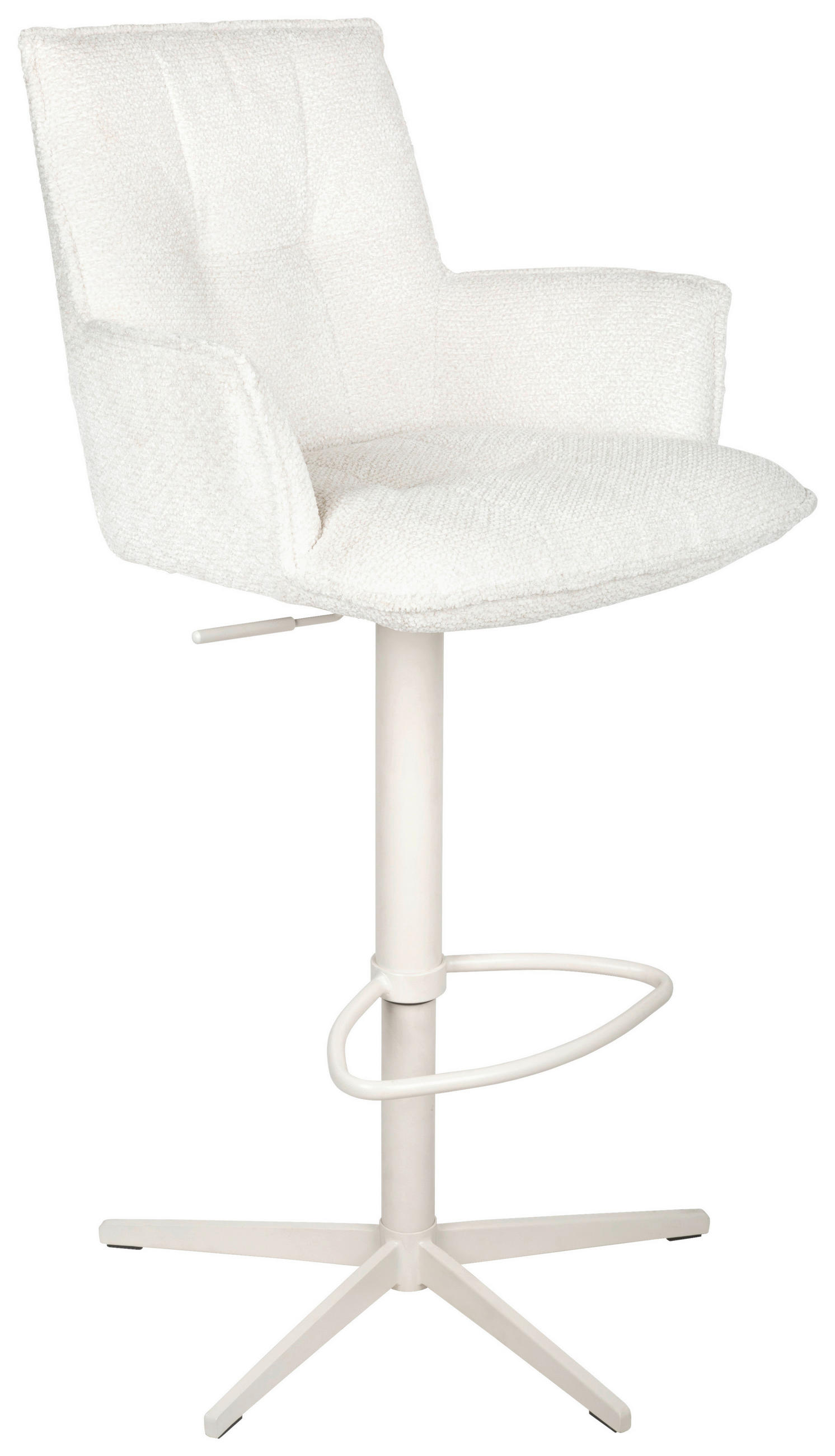 BARHOCKER Chenille Creme Eisen Wippfunktion, Sitzfläche 360° drehbar, automatische Rückholfunktion  - Creme, Design, Textil/Metall (56/103-120/55cm) - Niels Andersson