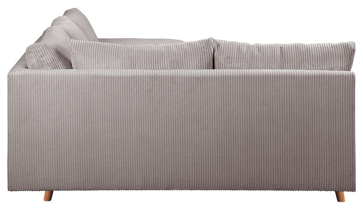 ECKSOFA Ariella Grau Cord  - Naturfarben/Grau, Design, Holz/Textil (161/231cm) - Livetastic