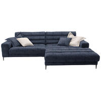 SEDEŽNA GARNITURA, gladka tkanina temno modra  - črna/temno modra, Design, kovina/tekstil (296/207cm) - Pure Home Lifestyle