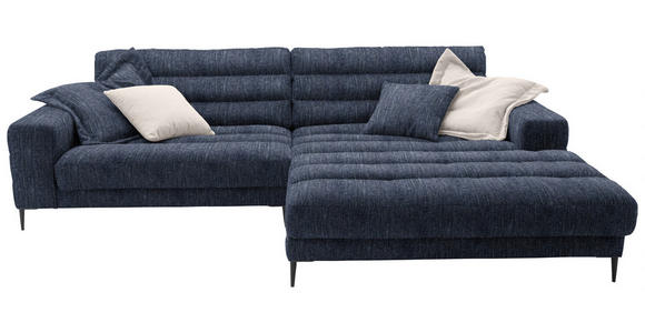 ECKSOFA in Flachgewebe Dunkelblau  - Schwarz/Dunkelblau, Design, Textil/Metall (296/207cm) - Dieter Knoll