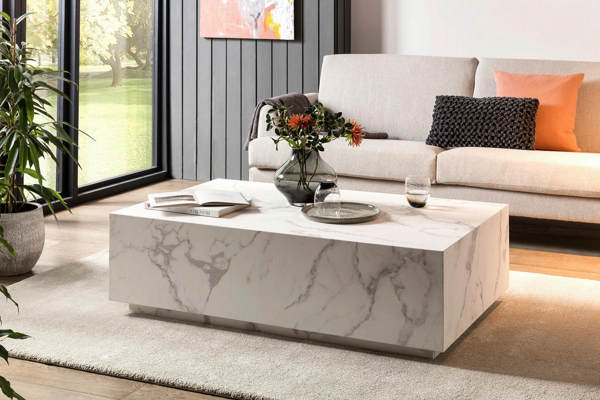 COUCHTISCH 120/75/35 cm rechteckig Weiß  - Weiß, Design, Holzwerkstoff (120/75/35cm) - Livetastic