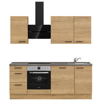 KÜCHENBLOCK 210 cm   in Eichefarben, Schieferfarben  - Schieferfarben/Eichefarben, MODERN, Holzwerkstoff/Metall (210cm) - Nobilia