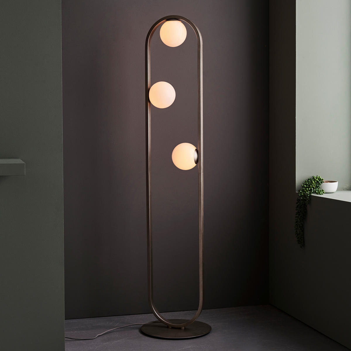 STEHLEUCHTE 32/141.5 cm    - Silberfarben/Opal, Basics, Glas/Metall (32/141.5cm) - ENDON