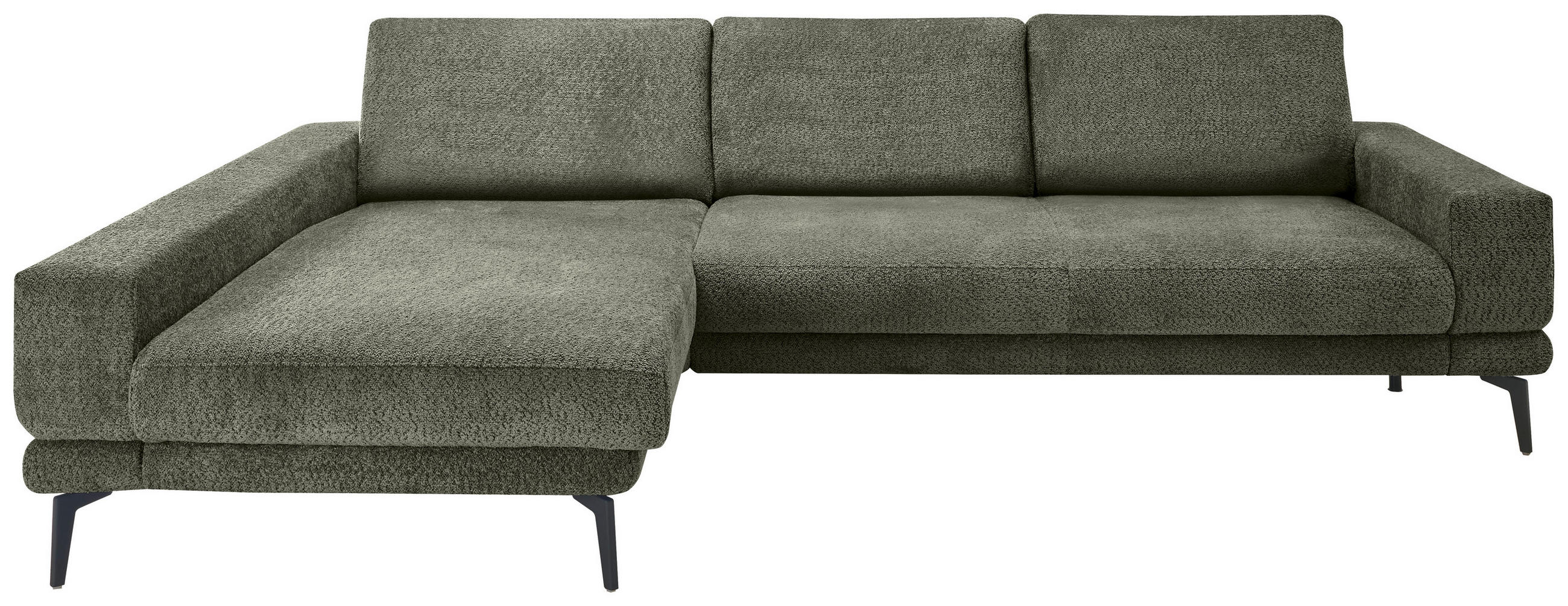 ECKSOFA Olivgrün Chenille  - Schwarz/Olivgrün, KONVENTIONELL, Textil/Metall (184/294cm) - SetOne by Musterring