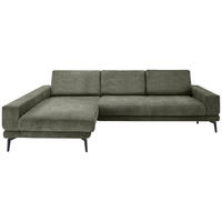 ECKSOFA Olivgrün Chenille Rücken echt  - Schwarz/Olivgrün, KONVENTIONELL, Textil/Metall (184/294cm) - SetOne by Musterring