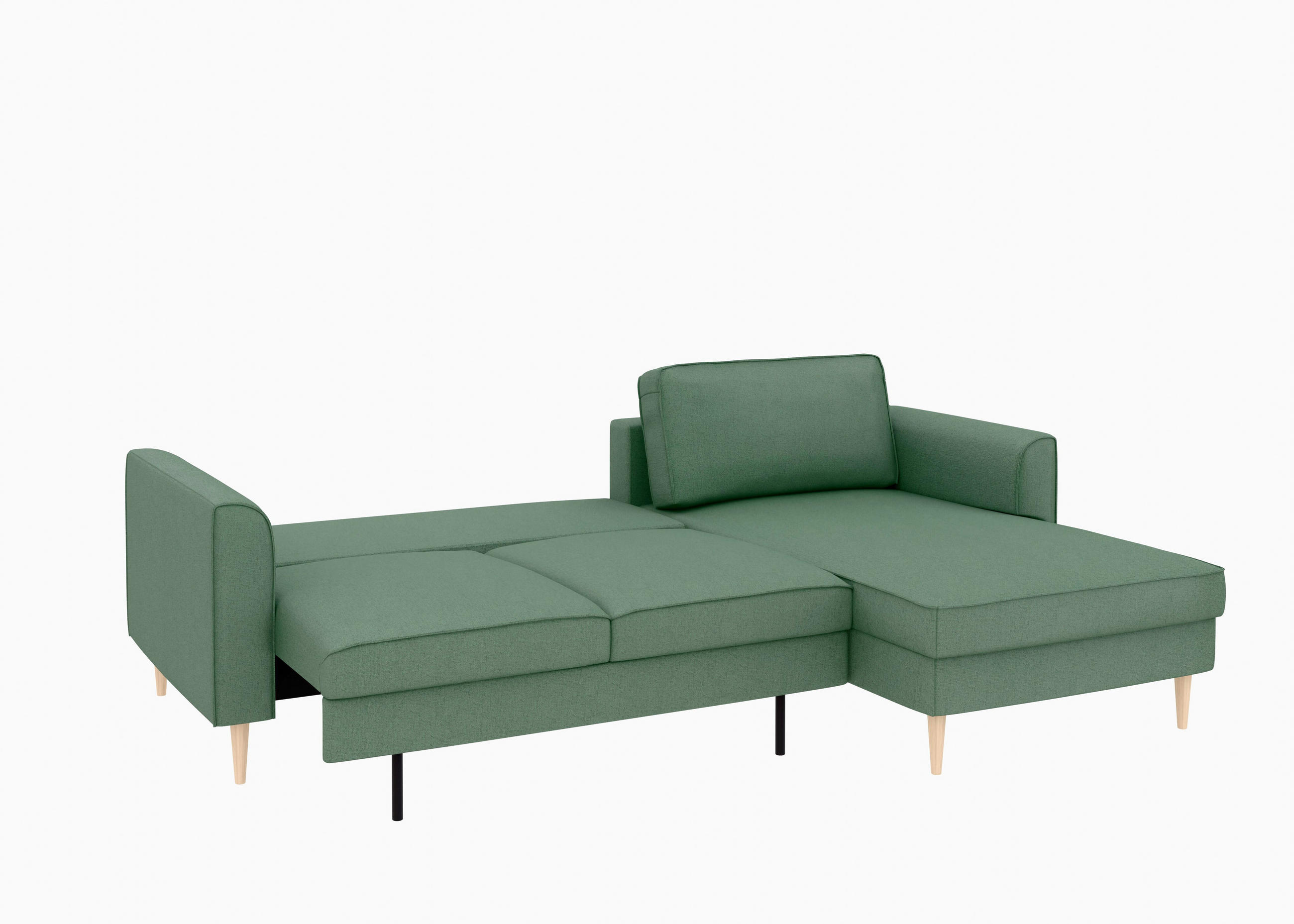 Thumbnail - Trendmanufaktur Eckschlafsofa, Dunkelgrün, Textil, Buche, 4-Sitzer, 232x161 cm, Made in Europe, Bettkasten erhältlich, S...