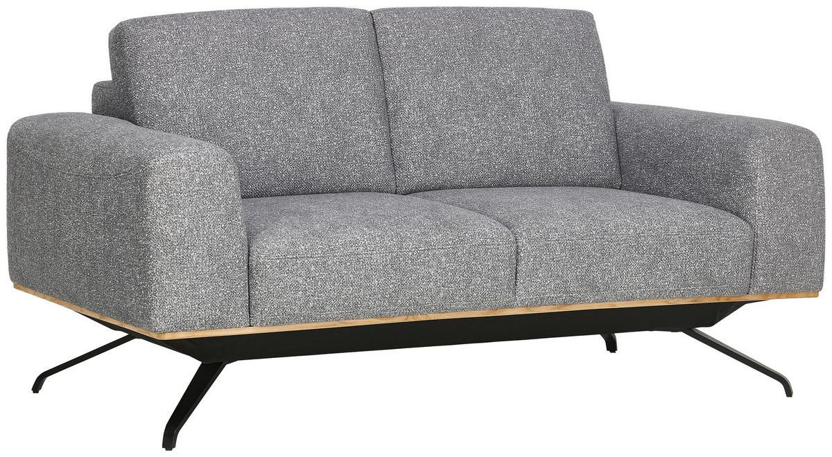2-SITZER-SOFA in Struktur Grau  - Schwarz/Grau, Design, Holz/Textil (166/85-104/95cm) - Novel