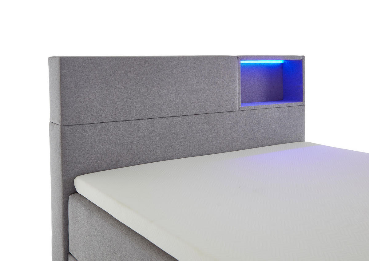 BOXSPRINGBETT 120/200 cm  in Hellgrau  - Hellgrau/Schwarz, Design, Holz/Textil (120/200cm) - Xora
