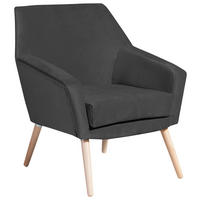 SESSEL in Samt, Velours Anthrazit, Buchefarben  - Anthrazit/Buchefarben, Design, Holz/Textil (67/81/71cm) - Max Winzer