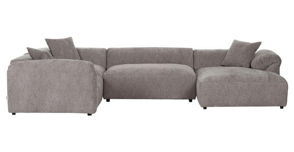 WOHNLANDSCHAFT Braun Flachgewebe - Schwarz/Braun, MODERN, Kunststoff/Textil (225/356/178cm) - Carryhome
