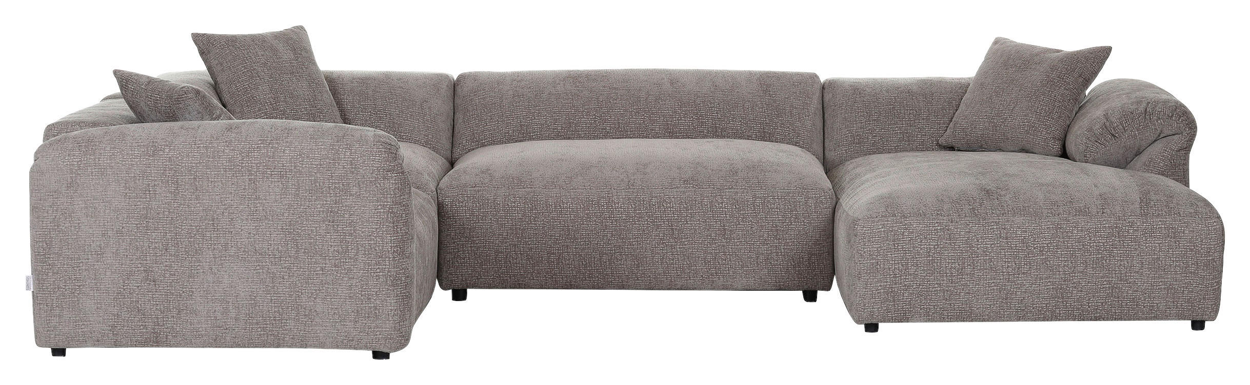 WOHNLANDSCHAFT Braun Flachgewebe - Schwarz/Braun, MODERN, Kunststoff/Textil (225/356/178cm) - Carryhome