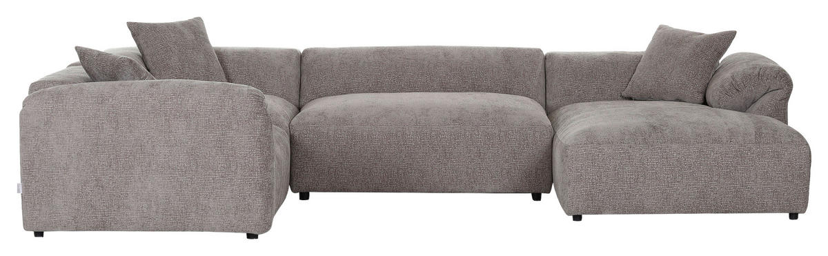 WOHNLANDSCHAFT in Flachgewebe Braun  - Schwarz/Braun, Modern, Kunststoff/Textil (225/356/178cm) - Carryhome
