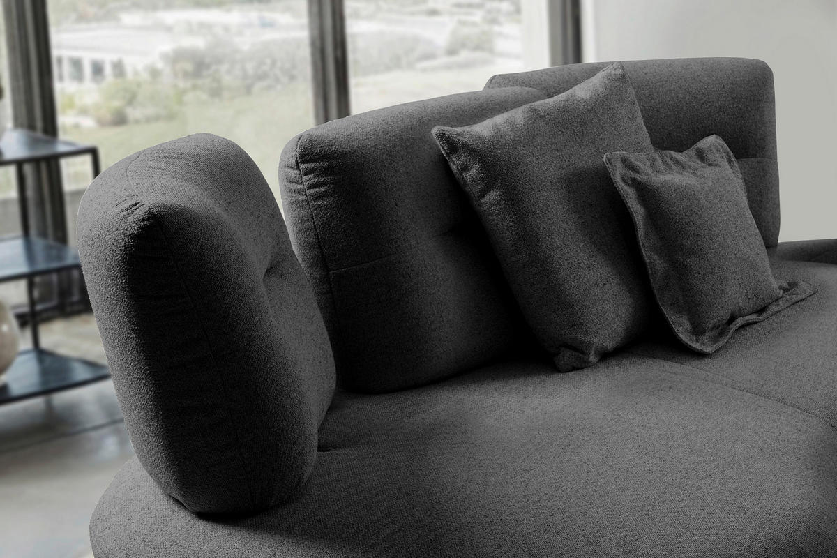 BIGSOFA Flachgewebe Anthrazit  - Anthrazit/Schwarz, Design, Textil/Metall (456/93/138cm) - Moderano
