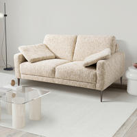 2-SITZER-SOFA Webstoff Beige  - Beige/Schwarzchrom, Design, Textil/Metall (157/85/92cm) - Livetastic