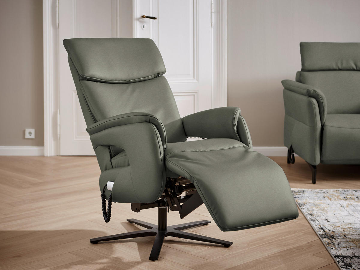 RELAXSESSEL in Leder Grau  - Schwarz/Grau, Design, Leder/Metall (70/117/85cm) - Dieter Knoll