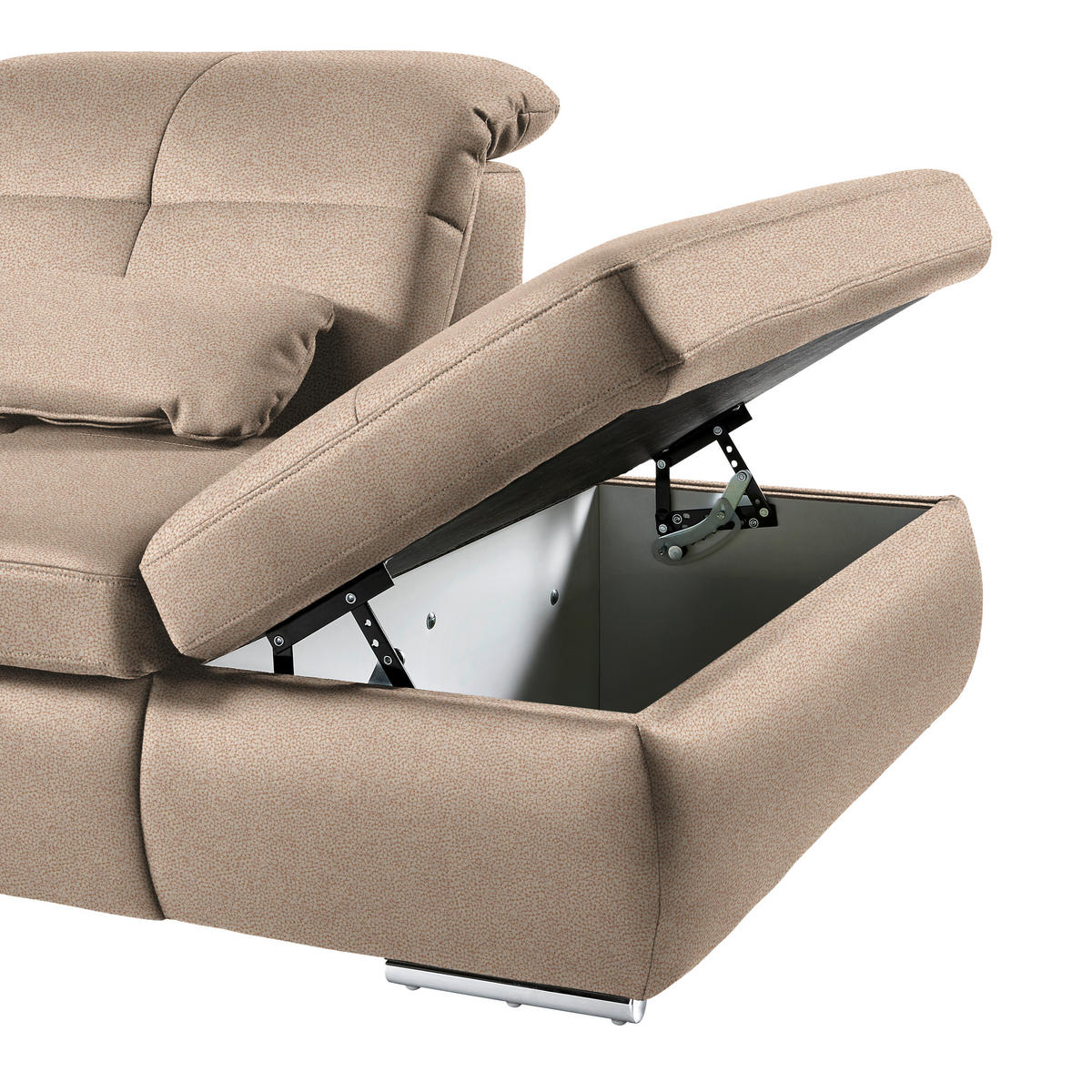 WOHNLANDSCHAFT  in Mikrofaser Beige  - Chromfarben/Beige, Design, Textil (195/371/260cm) - Beldomo Style