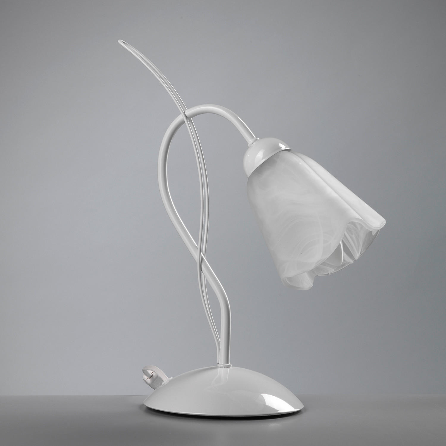 NACHTTISCHLEUCHTE 25/35 cm   - Weiß, KONVENTIONELL, Glas/Metall (25/35cm)