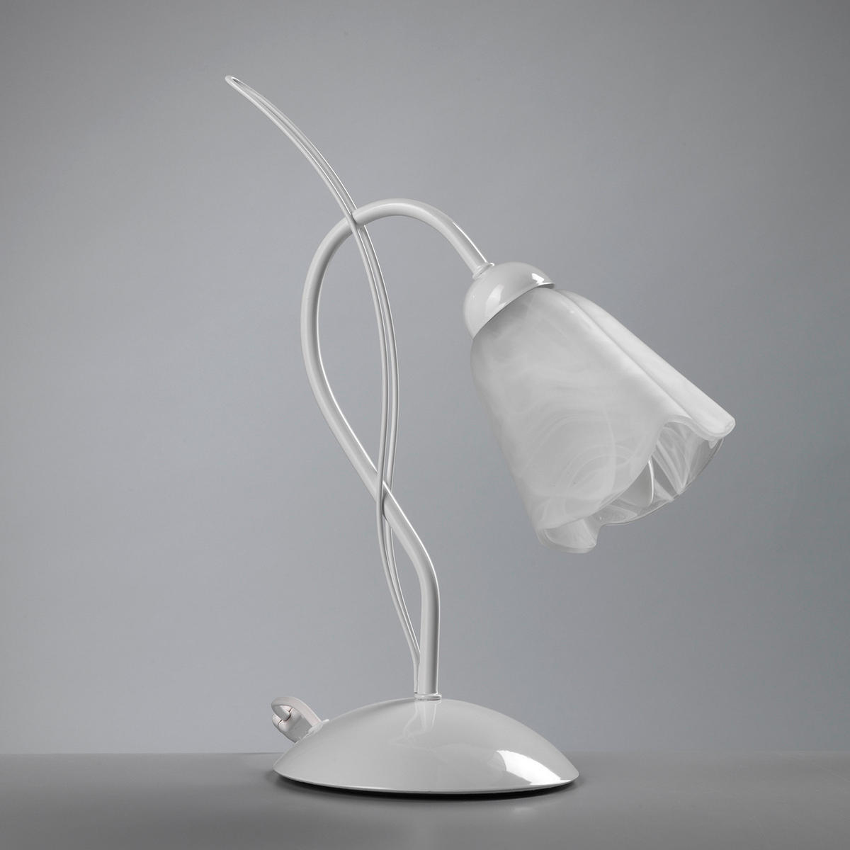 NACHTTISCHLEUCHTE 25/35 cm   - Weiß, KONVENTIONELL, Glas/Metall (25/35cm)