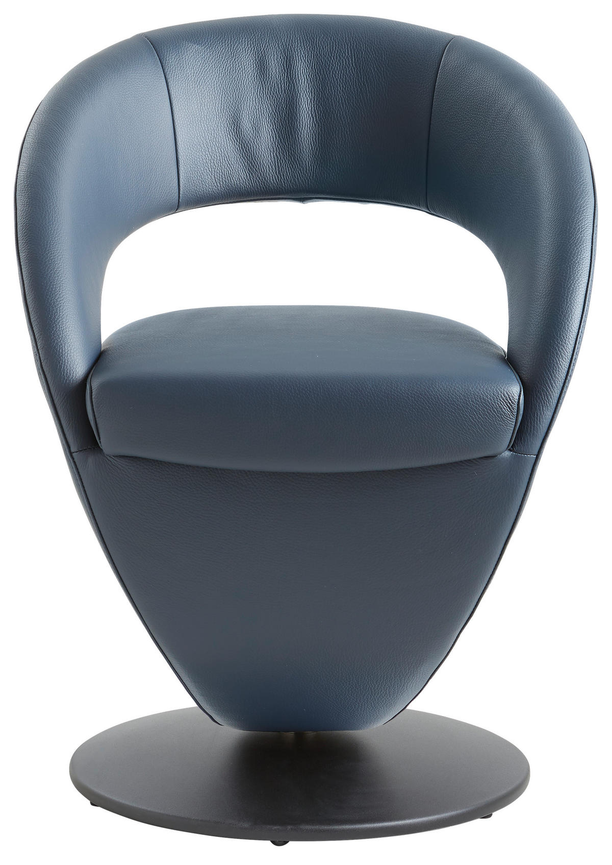 STUHL  in Echtleder pigmentiert Leder  - Schwarz/Dunkelblau, Design, Leder/Metall (62/86/61cm) - Moderano