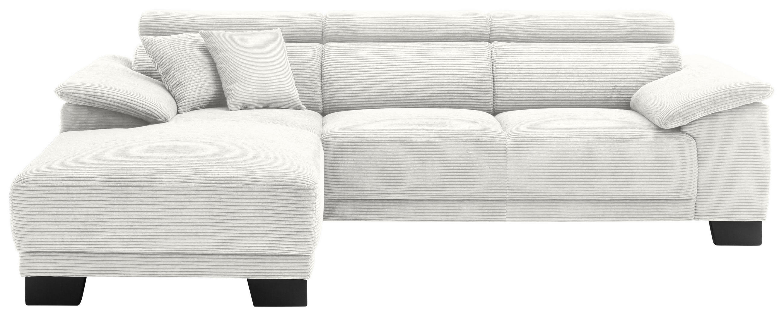 ECKSOFA in Cord Weiss  - Weiss/Schwarz, Design, Holz/Textil (174/270cm) - Pure Home Lifestyle