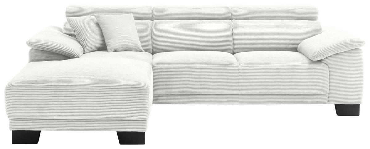 ECKSOFA in Cord Weiss  - Weiss/Schwarz, Design, Holz/Textil (174/270cm) - Pure Home Lifestyle
